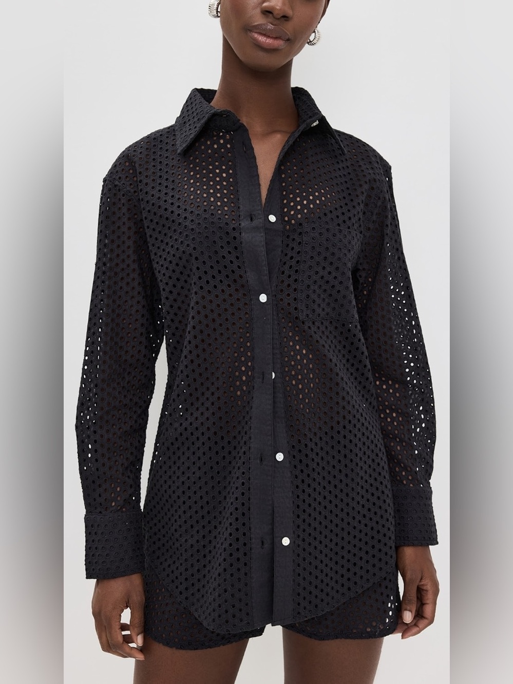 Solid & Striped Bronte Button-Front Cover-Up Shirt Size M
